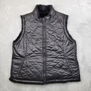 Nicole Miller Jacket Womens XXL Reversible Vest‎ Sherpa Fleece Fur Puffer Coat